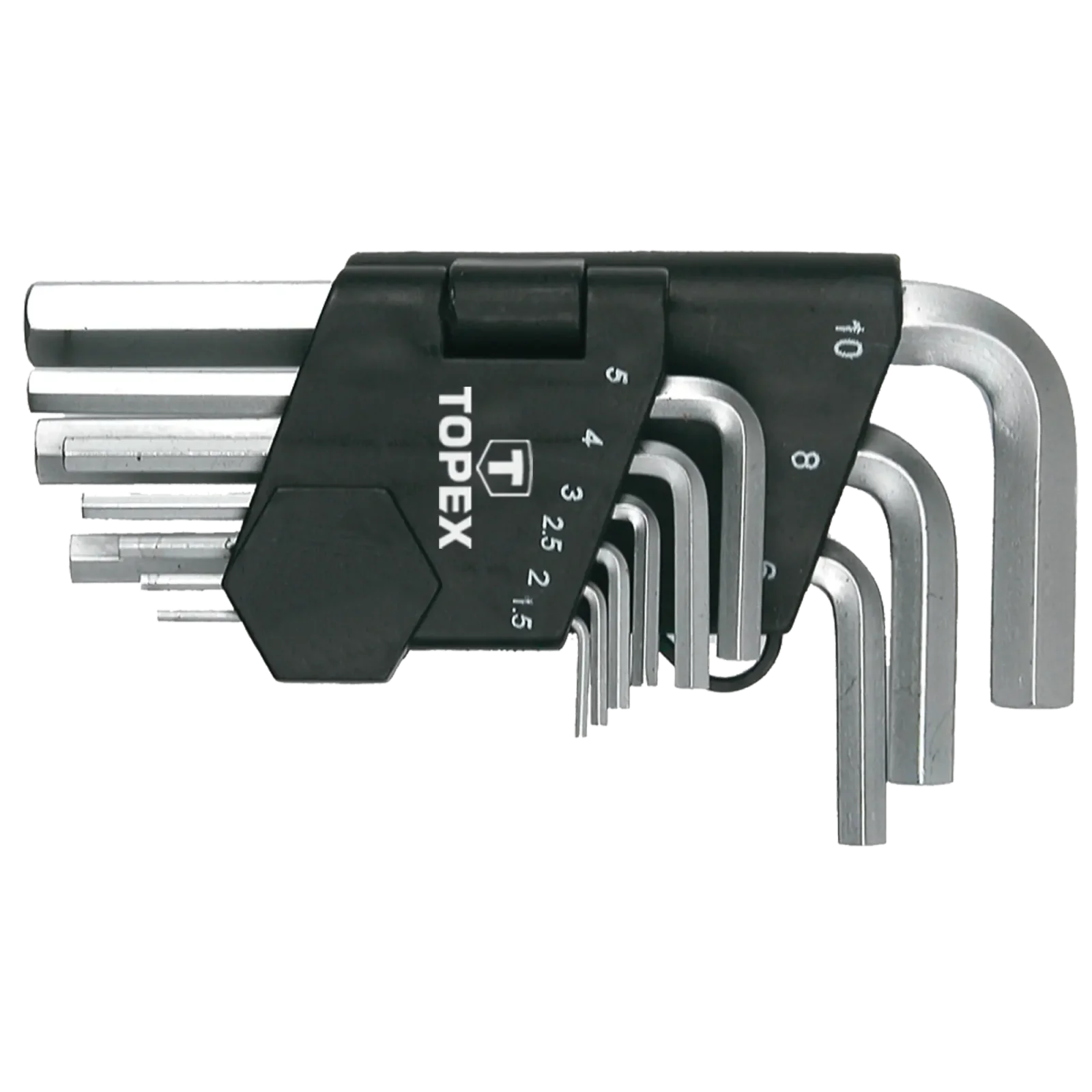 Ключі шестигранні TOPEX, короткі, CrV, 1.5-10мм, набір 9шт (35D955) UA