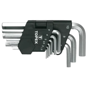 Ключі шестигранні TOPEX, короткі, CrV, 1.5-10мм, набір 9шт (35D955) UA