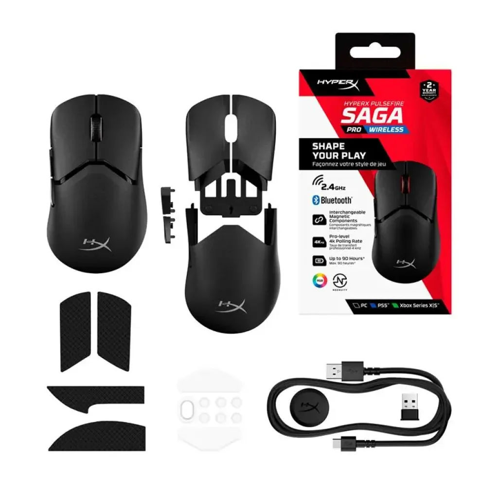 Миша HyperX Pulsefire SAGA PRO, RGB, USB-A/WL/BT, чорний (A2PB2AA) UA