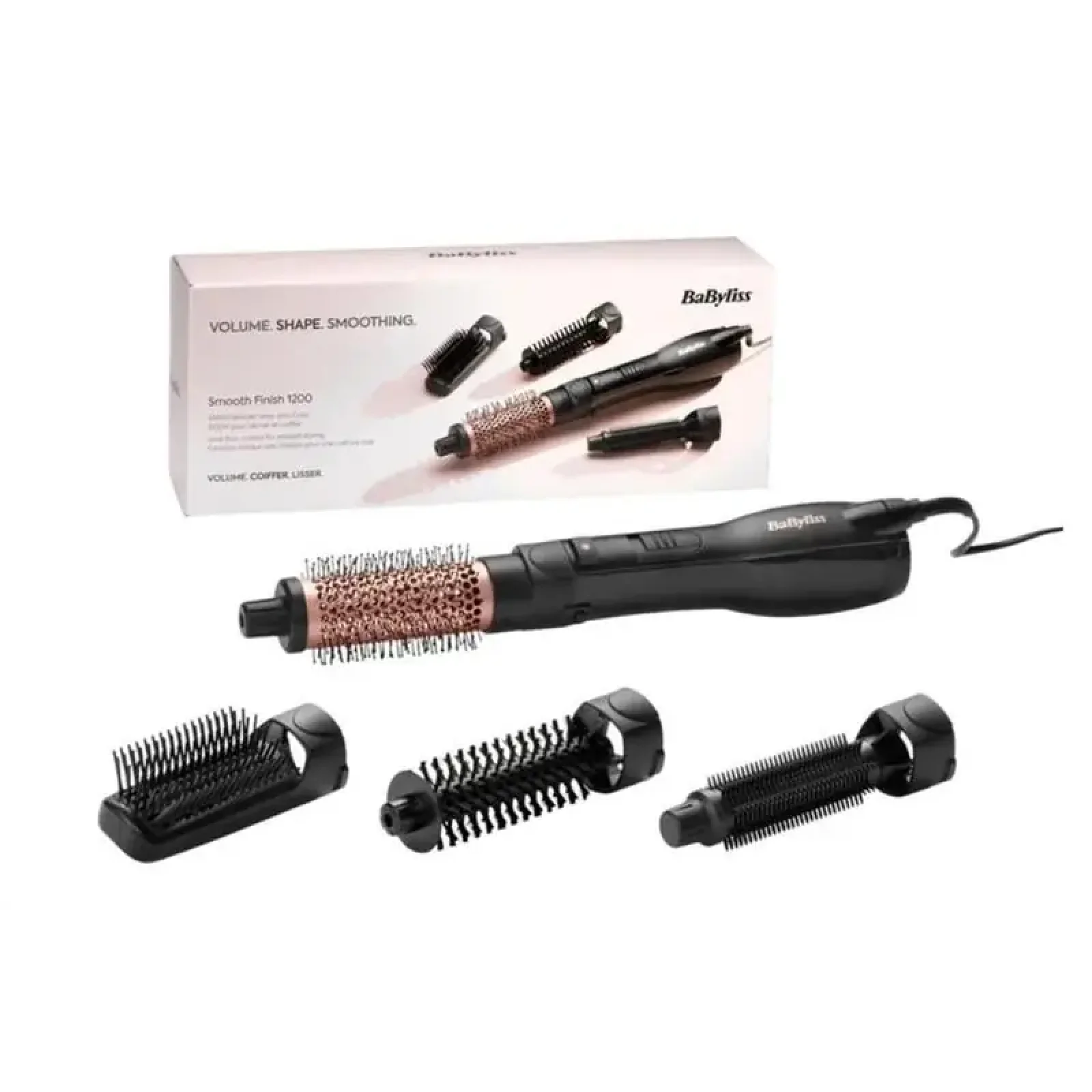 Фен-щітка Babyliss Smooth Finish, 1200Вт, 3 режими, іоніз-я, хол. обдув, кераміка, чорний (AS122E) UA