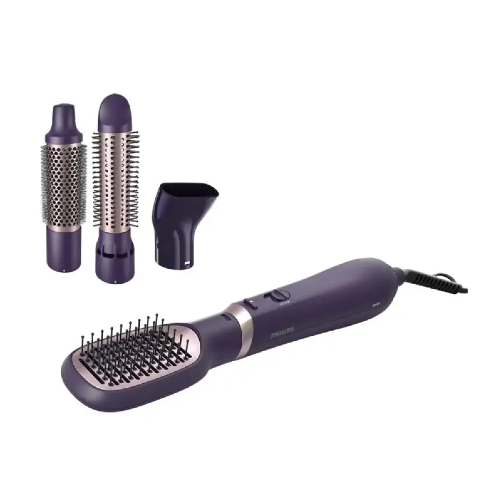 Фен-щітка Philips 3000 Series, 800Вт, 3 режими, іонізація, 4 насадки, фіолетовий (BHA313/00) UA