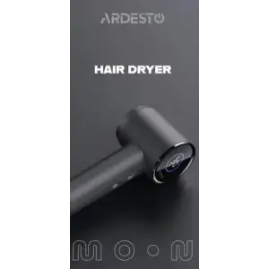 Фен ARDESTO HD-H1BL, 1600Вт, 2 швидкості, 3 темп.режими, магнітна насадка, сірий UA