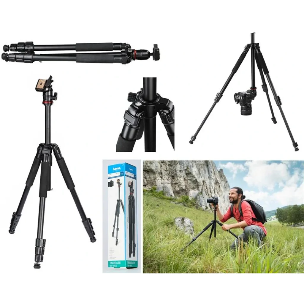 Штатив для фотокамер Hama Traveller 163 Ball,47 -163 cm, чорний, 00004291 UA