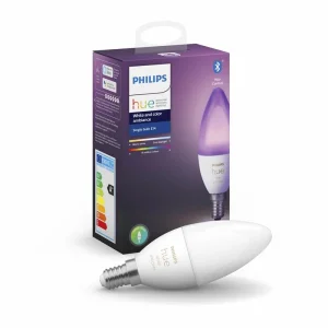 Лампа розумна Philips Hue E14, 5.3W(40Вт), 2000K-6500K, RGB, ZigBee, Bluetooth, димування, 929002294209 UA