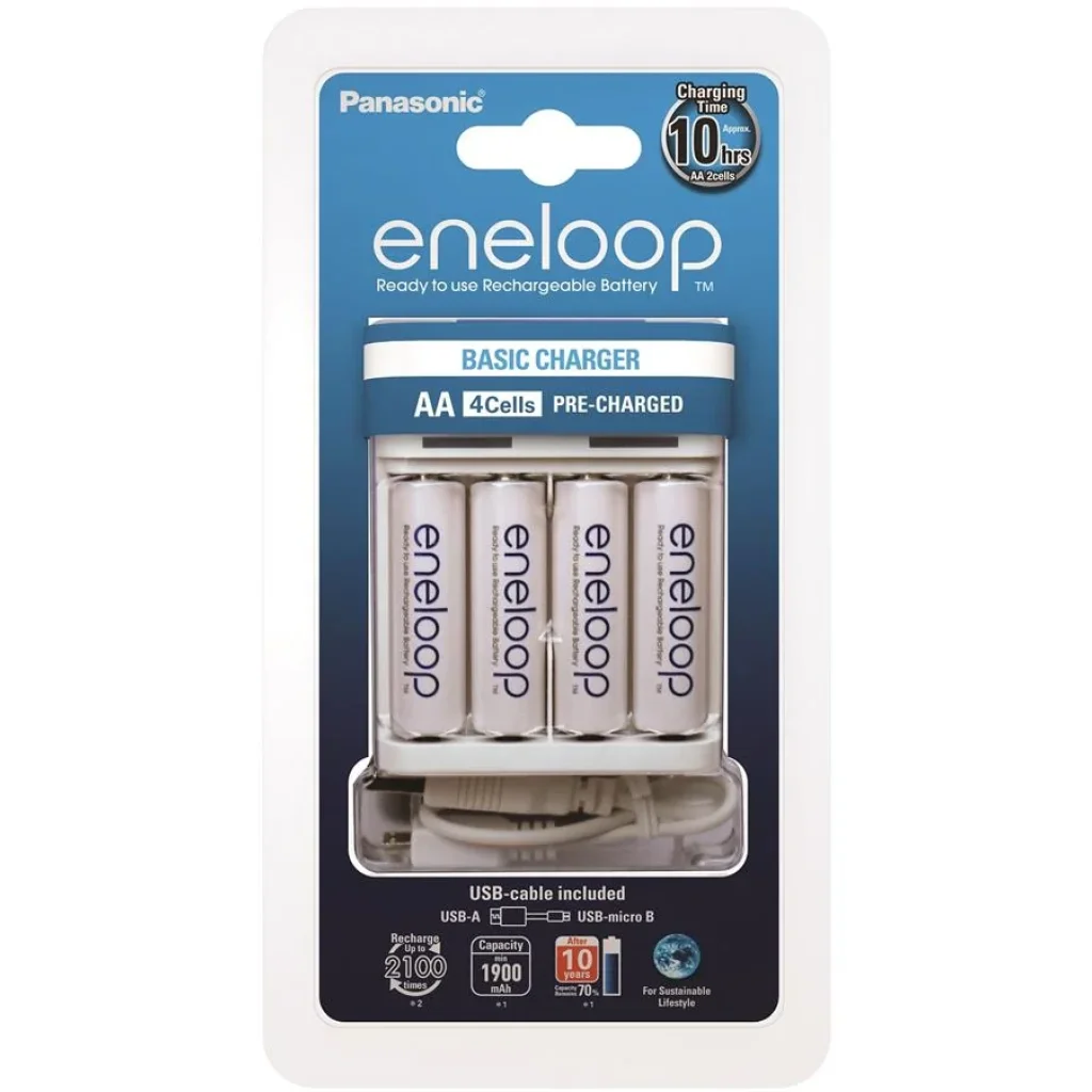 Зарядний пристрій Panasonic Basic USB Charger + eneloop 4AA 1900 mAh UA