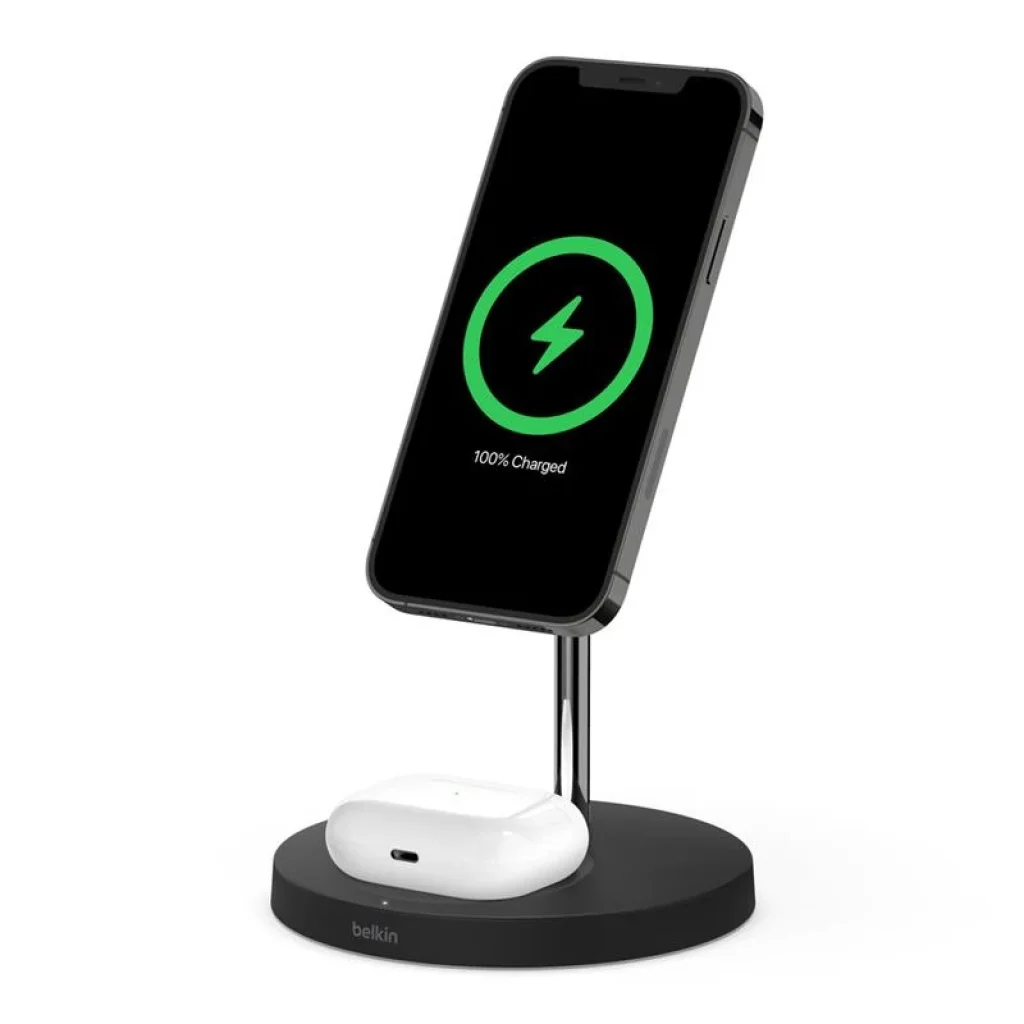 Беспроводная зарядка Belkin 2in1 MagSafe iPhone 12 Wireless Charger, black, WIZ010VFBK UA