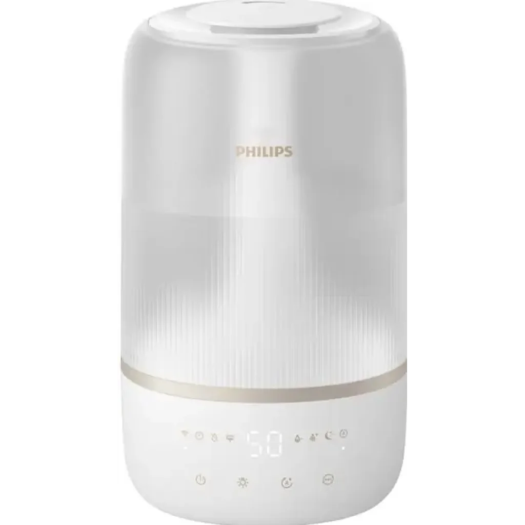 Зволожувач повітря Philips традиційне зволоження Series 1001, 41м2, 3л, 275мл/г, електр. кер-ння, режим сну, нічник, білий (HU1510/04) UA