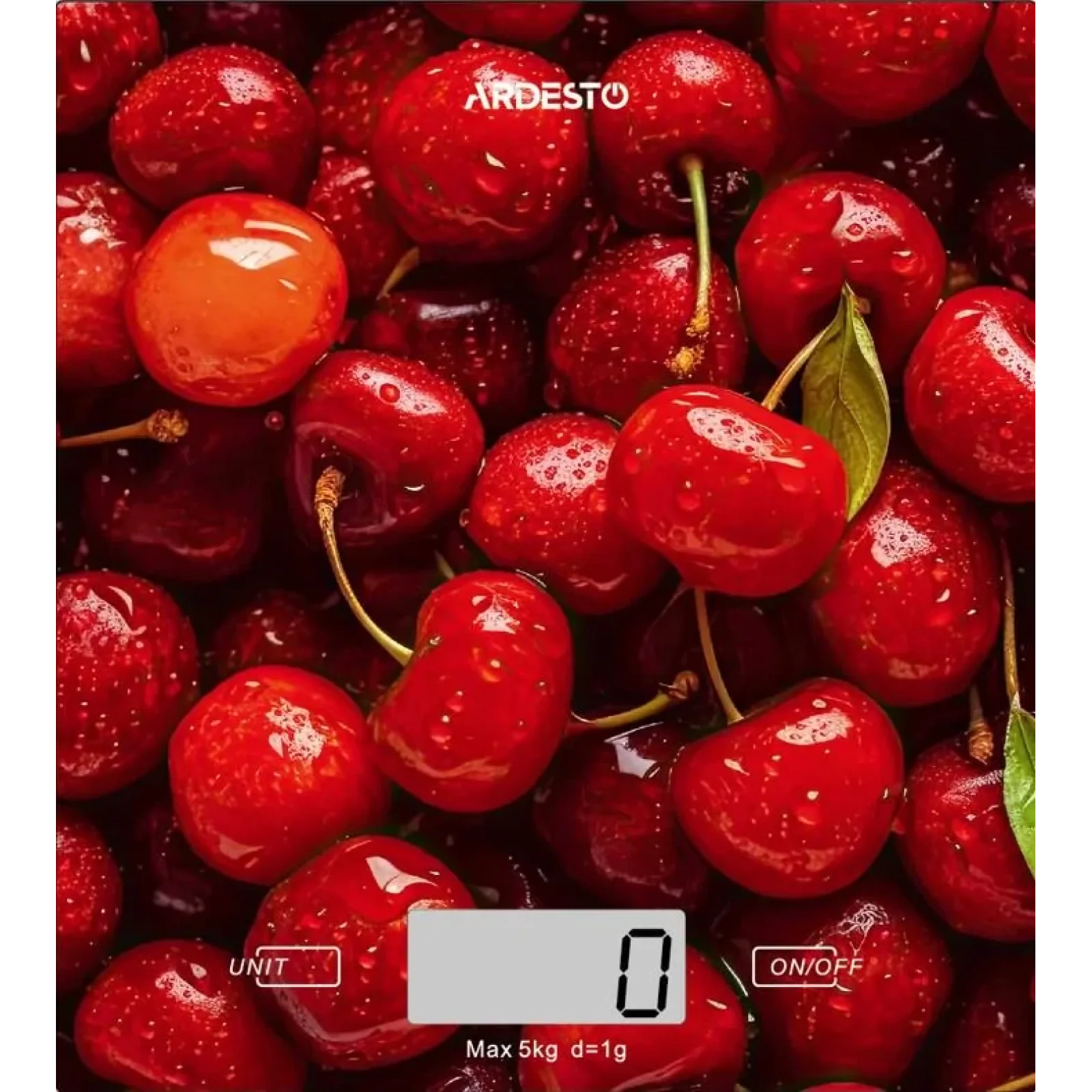 Ваги Ardesto кухонні CHERRY, 5кг, AAAx2 в комплекті, скло, багатокольоровий, SCK-893CHERRY UA