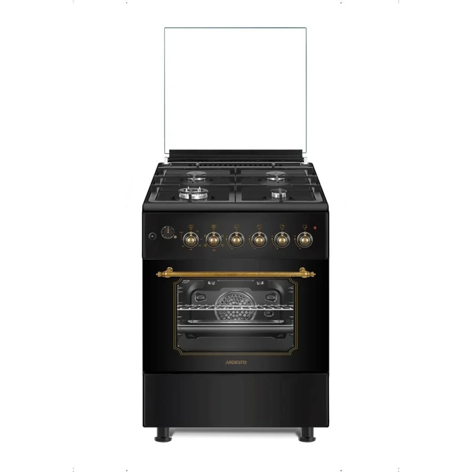 Плита ARDESTO комбі Line-R, 53л, 60x60см, конвекція, чавун, підсвічування, форсунки LPG (підключення газового балона), чорний, FSCF-C606B UA
