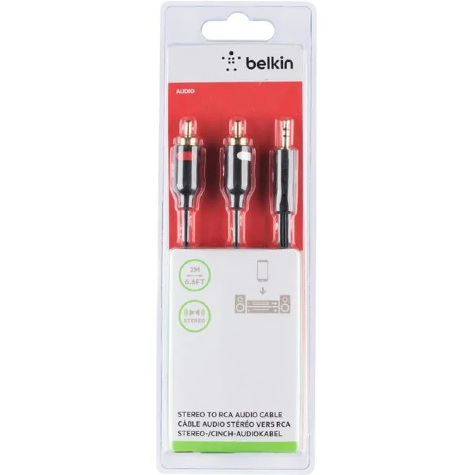Кабель Belkin jack 3.5(M) > RCA(Mx2), 2м, чорний, F3Y116BT2M UA