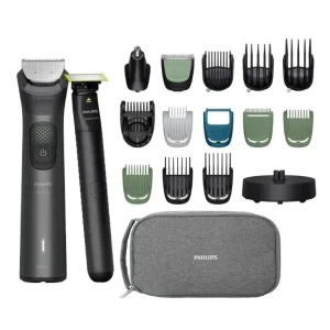 Тример Philips Series 9000, для обличчя, голови, тіла, акум., насадок-19, OneBlade в компл., сталь, сірий (MG9556/15) UA