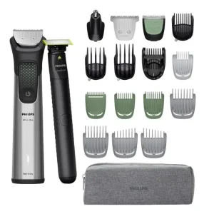 Тример Philips Series 9000, для бороди, голови та тіла, насадок-15, OneBlade в компл., сталь, сірий (MG9558/15) UA