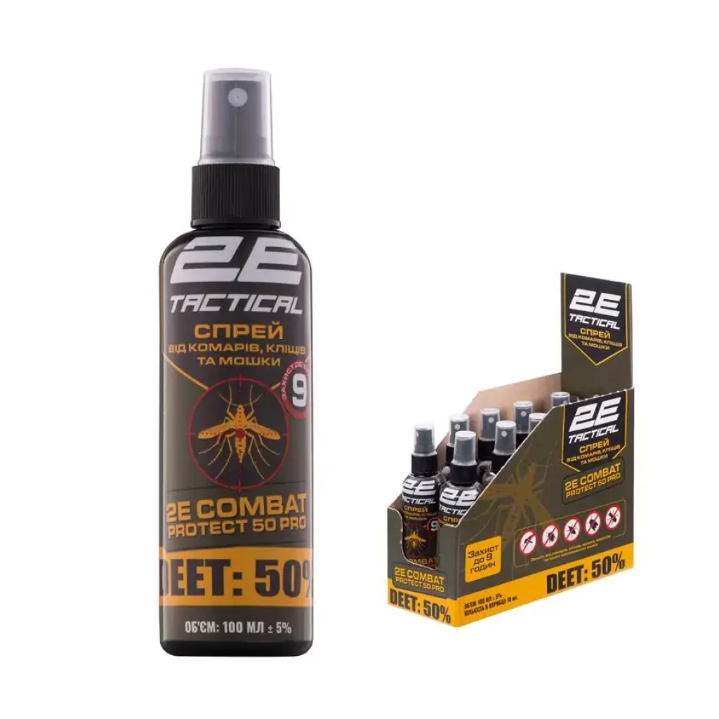 Спрей від комарів, кліщів та мошок 2E Combat Protect 50 Pro, 100 мл (2E-RPLNTDT50-100) UA