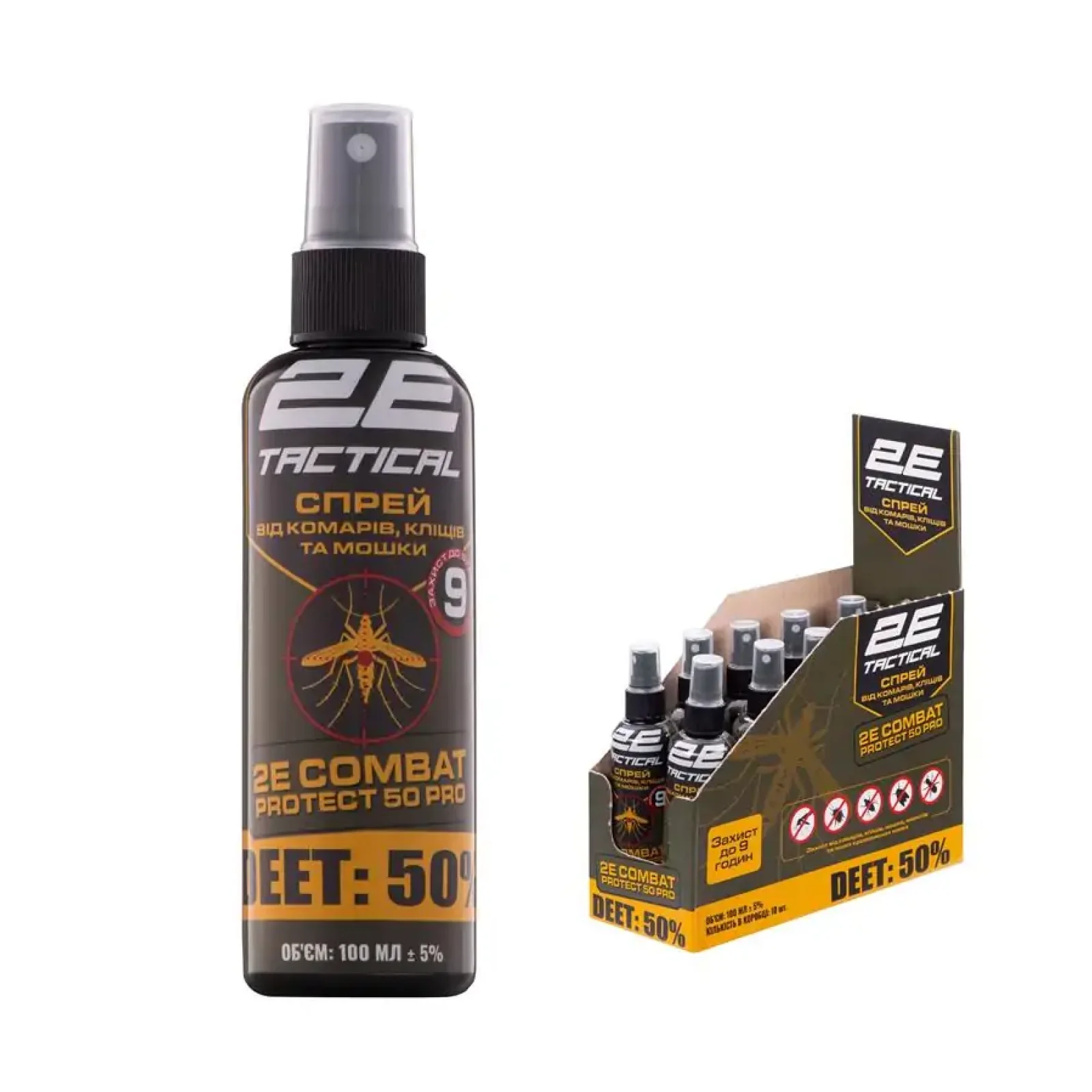 Спрей від комарів, кліщів та мошок 2E Combat Protect 50 Pro, 100 мл (2E-RPLNTDT50-100) UA