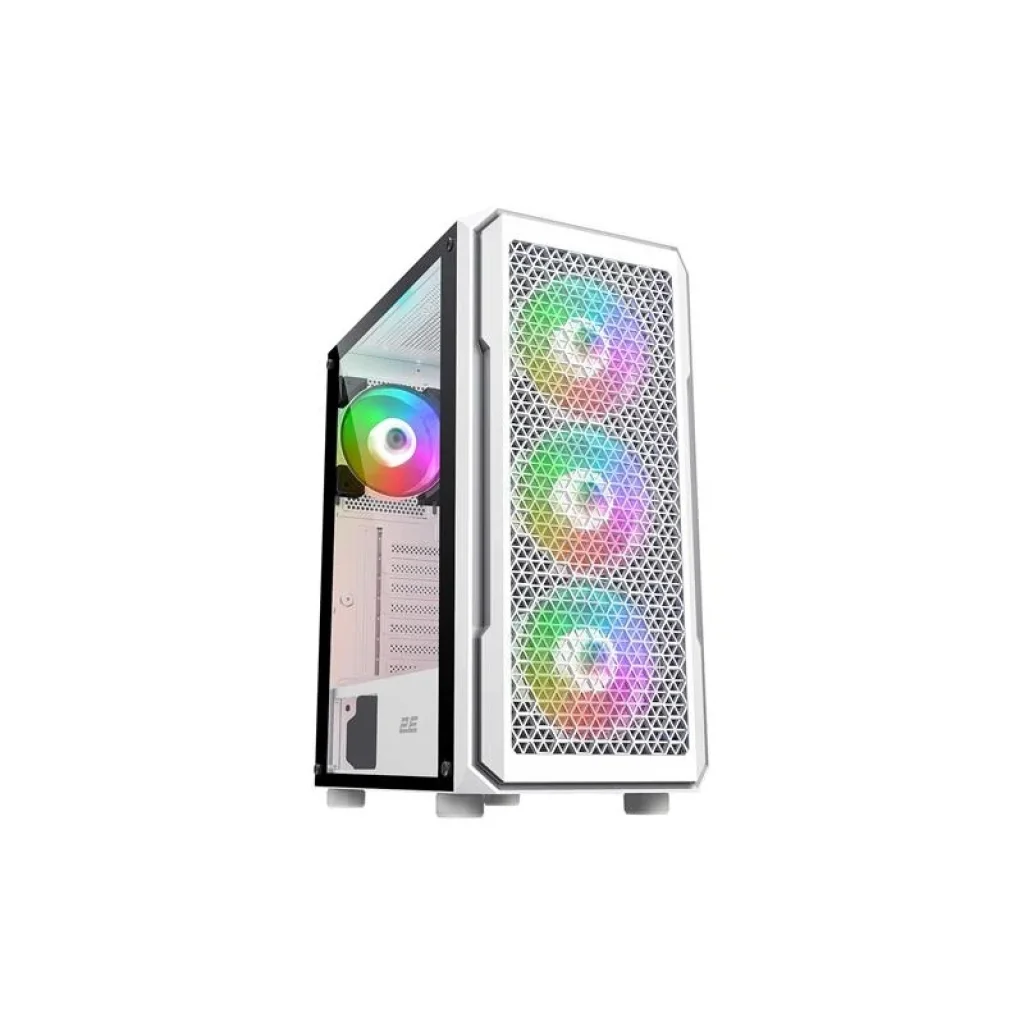 Корпус 2E Gaming Hexagon G338W, без БЖ, 2xUSB 3.0, 1xUSB Type-C, 1x120mm, 3x120mm ARGB, TG Side Panel, ATX, білий, 2E-G338W UA