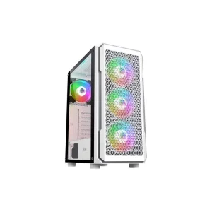 Корпус 2E Gaming Hexagon G338W, без БЖ, 2xUSB 3.0, 1xUSB Type-C, 1x120mm, 3x120mm ARGB, TG Side Panel, ATX, білий, 2E-G338W UA