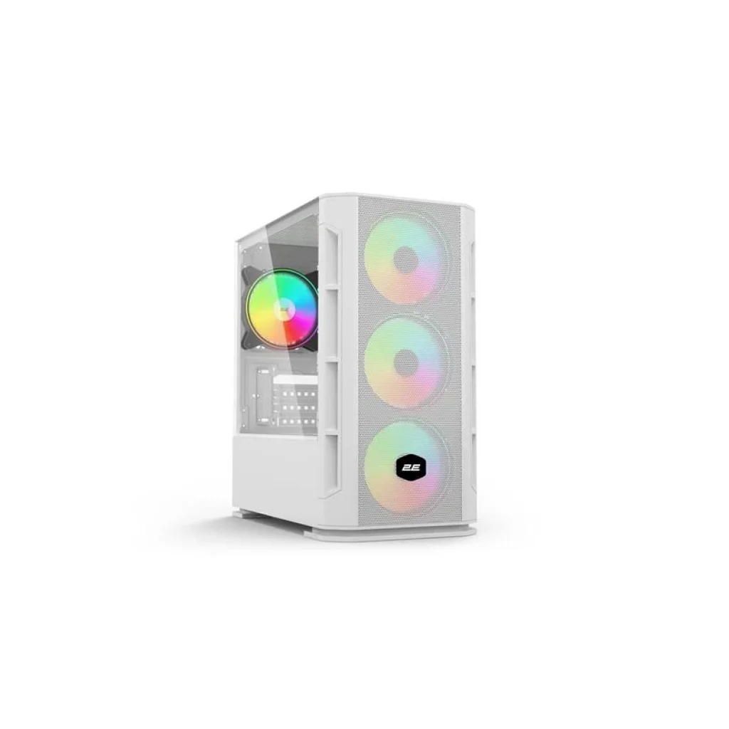 Корпус 2E Gaming Calleo GB700W, без БЖ, 2xUSB 3.0, 1xUSB 2.0, 4x120mm ARGB, controller with remote, TG Side Window, mATX, білий, 2E-GB700W UA