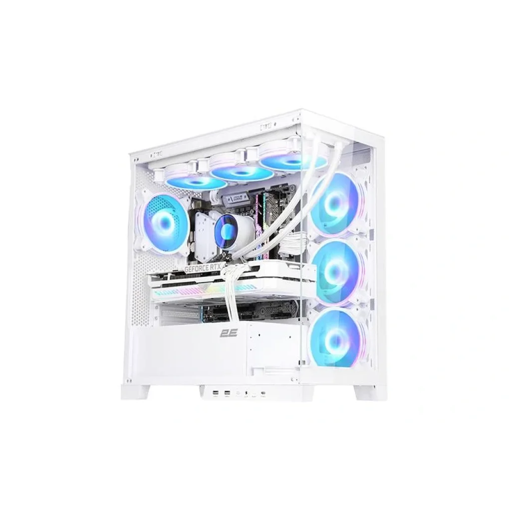 Корпус 2E Gaming Fantom GK701W, без БЖ, 2xUSB 3.0, 1xUSB Type-C, 4x120mm ARGB, controller with remote, TG Side/Front Panel, mATX, білий, 2E-GK701W UA