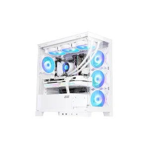 Корпус 2E Gaming Fantom GK701W, без БЖ, 2xUSB 3.0, 1xUSB Type-C, 4x120mm ARGB, controller with remote, TG Side/Front Panel, mATX, білий, 2E-GK701W UA