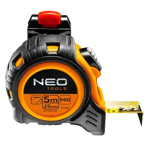 Рулетка Neo Tools, 5мх25мм, кріплення засувка на пояс (67-205) UA
