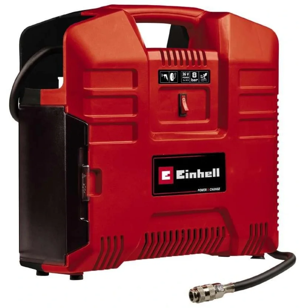 Компресор автомобільний Einhell TE-AC 36/8 Li OF Set-Solo PXC акумуляторний, 36В, у формі валізи, безмасляний, 130 л/хв, пістолет та шланг у комплекті (без, 4020440 UA