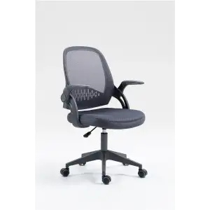 Крісло 2E OFFICE OC100, тканина, відкидні підлокітники, темно-сірий (2E-OC100-DARKGREY) UA