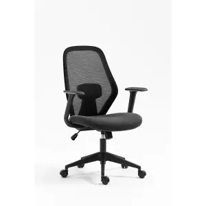 Крісло 2E OFFICE OC110, тканина, фіксовані підлокітники, чорний (2E-OC110-BLACK) UA