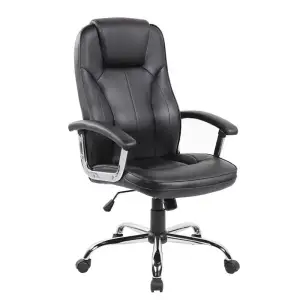 Крісло 2E OFFICE OC135, PU-шкіра, фіксовані підлокітники, чорний (2E-OC135-BLACK) UA