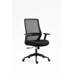 Крісло 2E OFFICE OC140, тканина, фіксовані підлокітники, чорний (2E-OC140-BLACK) UA