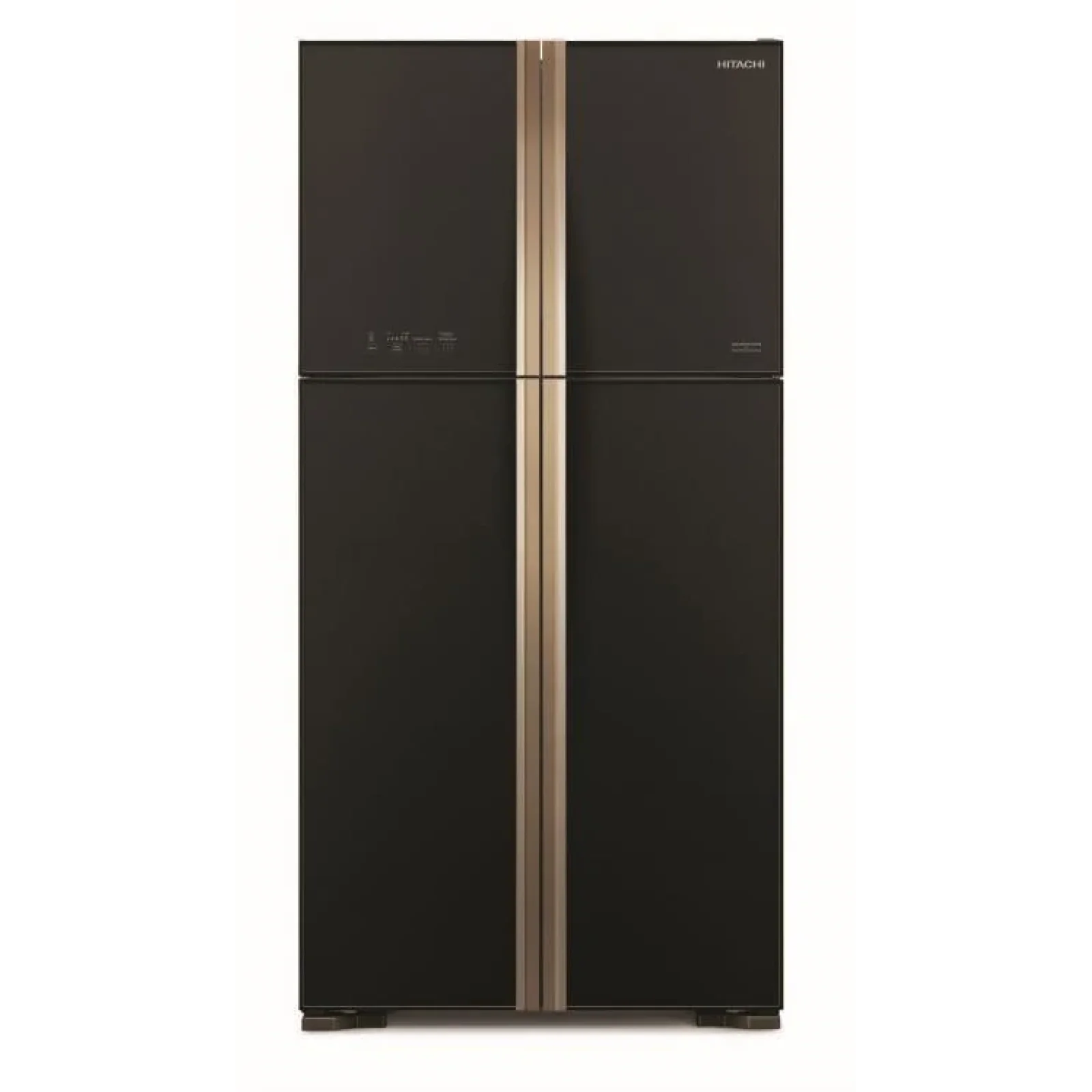 Холодильник з верхньою мороз. HITACHI R-W610PUC4GBK, 176х75х86см, 4 дв., Х- 365л, М- 144л, A+, NF, Інвертор, Чорний (скло) UA
