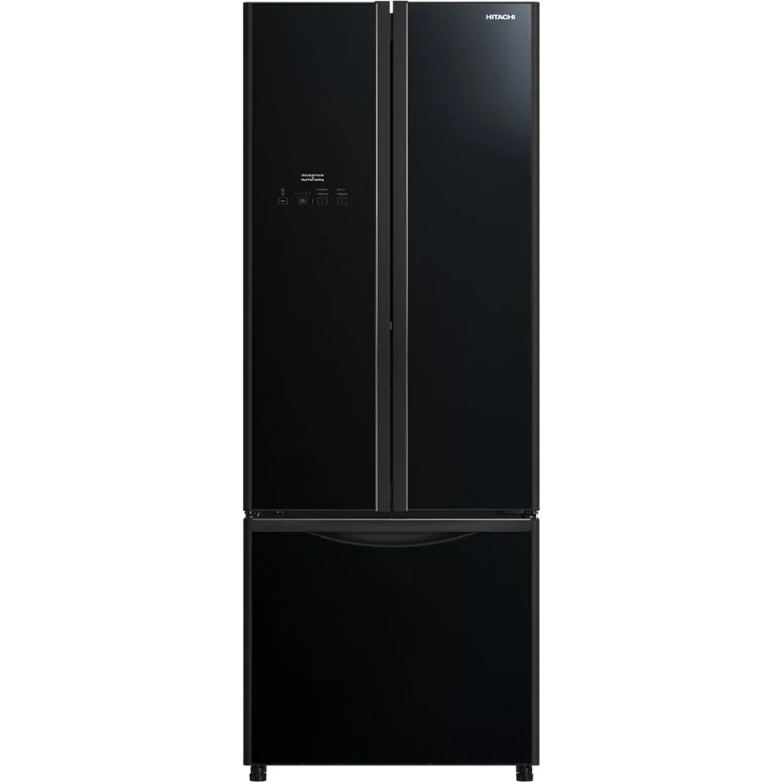 Холодильник з нижн. мороз. HITACHI R-WB600PUC9GBK, 180х76х68см, 3 дв., Х- 308л, М- 107л, A+, NF, Інвертор, Чорний (скло) UA