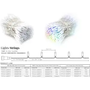 Smart LED Гірлянда Twinkly Pro Strings RGBW 250, одинарна лінія, AWG22, IP65, прозорий UA