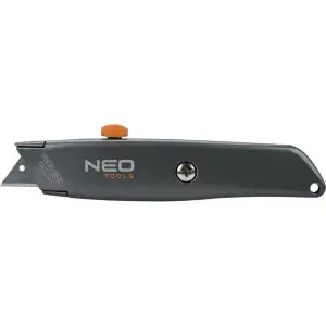 Ніж будівельний трапецевидний складаний Neo Tools, 18мм, корпус металевий, 155мм (63-702) UA