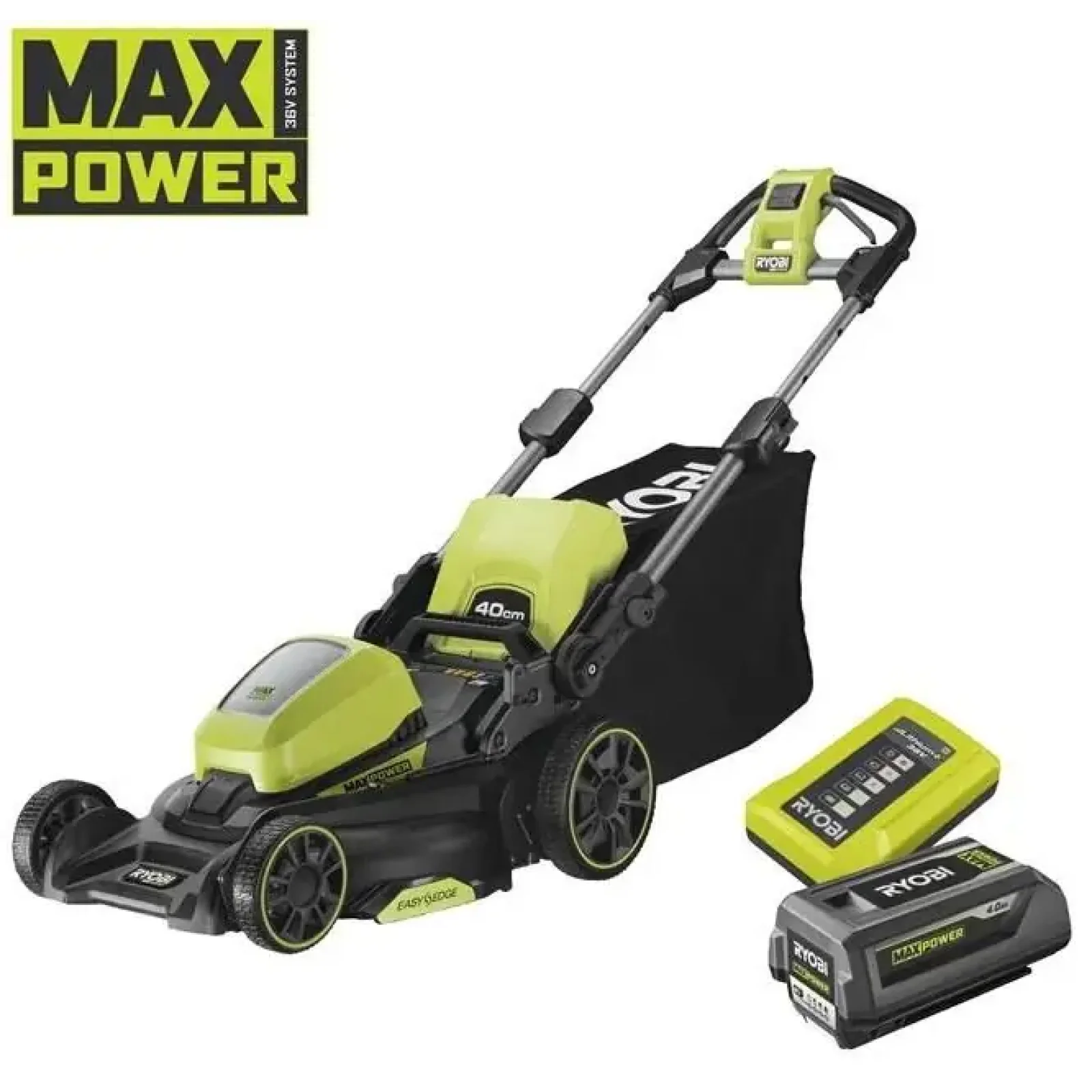 Газонокосарка акумуляторна Ryobi Max Power RY36LM40A-140 36В акб 1х4А·год 40см 50л 25-75мм 18.6кг (5133005496) UA