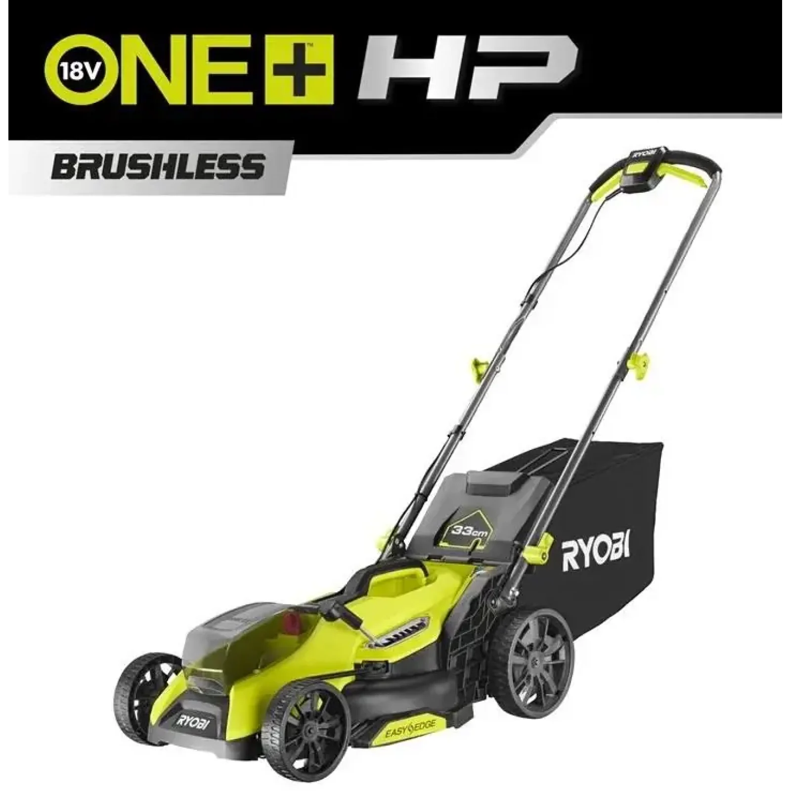 Газонокосарка акумуляторна Ryobi ONE+ HP RY18LMX33A-0 18В 33см 30л 25-90мм 9.3кг без АКБ та ЗП (5133006286) UA