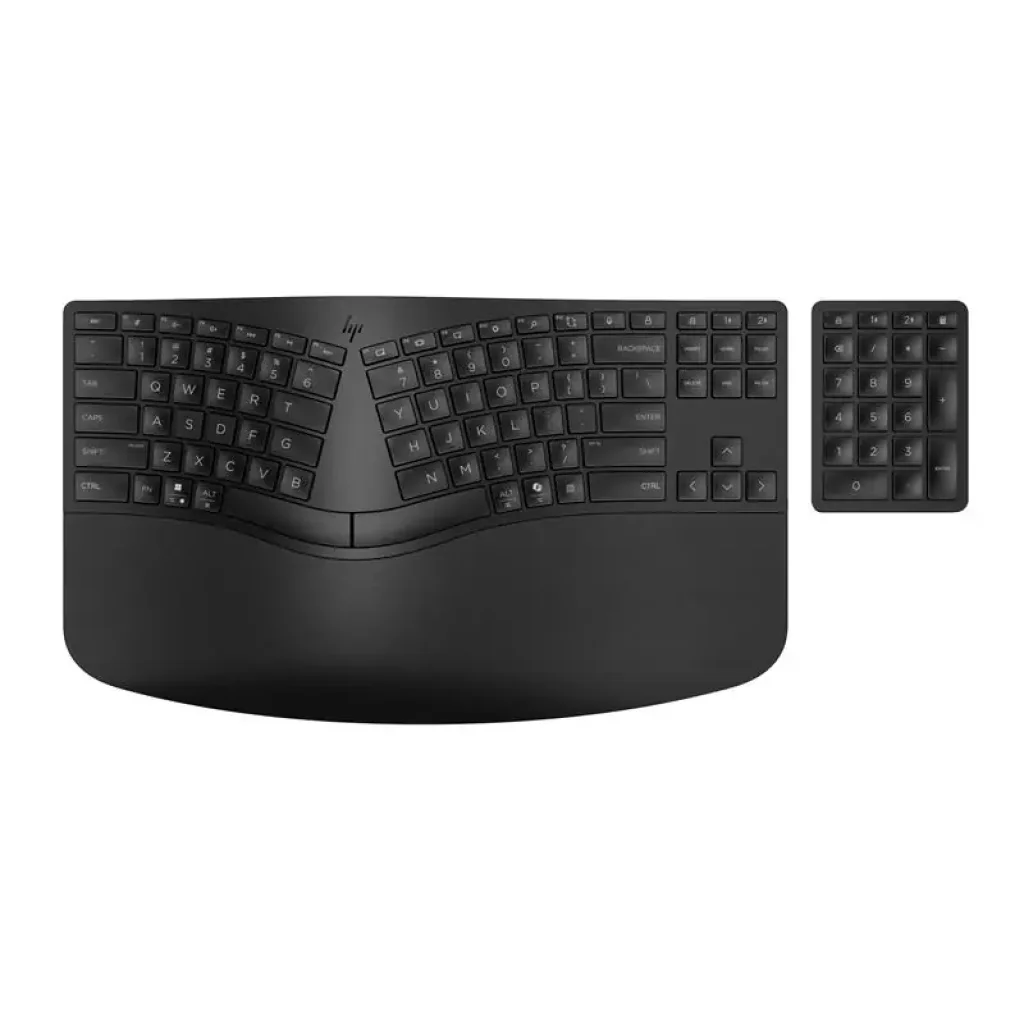 Клавіатура мембранна HP 960 BLK Ergonomic split-zone, 112key, BT, EN/UK, чорний (7E755AA) UA