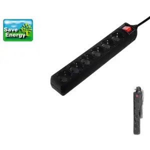 Мережевий подовжувач Hama 6XSchuko з вимикачем 3G*1.5мм 1.4м Black, 00030394 UA