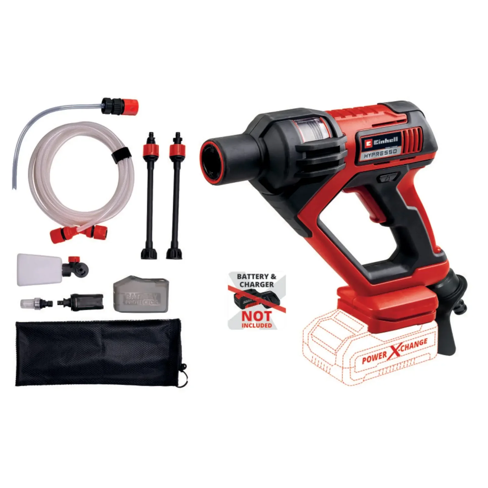 Мийка акумуляторна Einhell HYPRESSO 18/24-1 Li - Solo, PXC, 18В, до 24 бар, 240 л/хв, самовсмоктування, 2.1 кг (без АКБ і ЗП) (4140135) UA