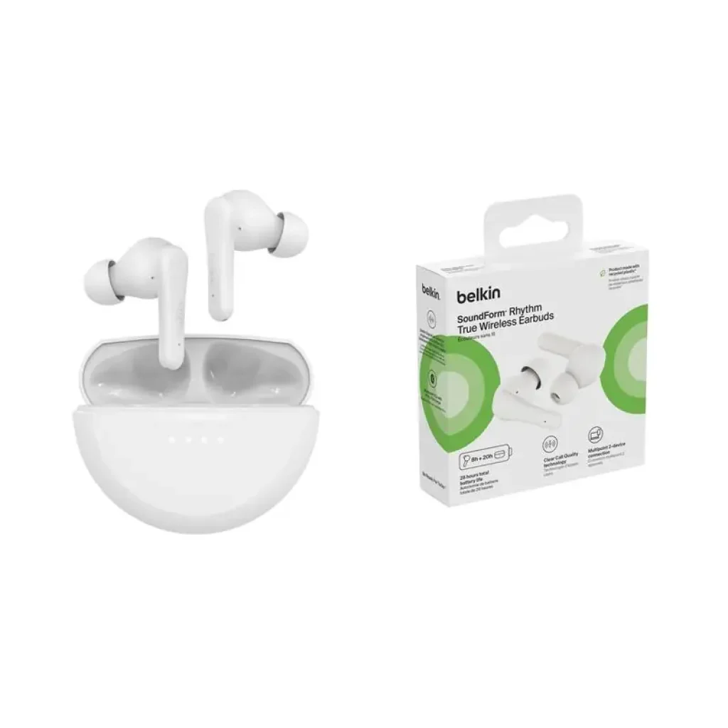 Навушники TWS Belkin Soundform Rhythm True Wireless, білий (AUC012BTWH) UA