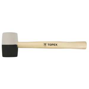 Киянка гумова TOPEX 450г 58мм руків'я дерев'яне чорно-біле (02A354) UA