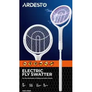 Електричний знищувач комах ARDESTO, сітка 2800 В, акум. 1800 мА•год, USB-С > USB-A, телескопічна ручка, білий (MSK-H3001) UA