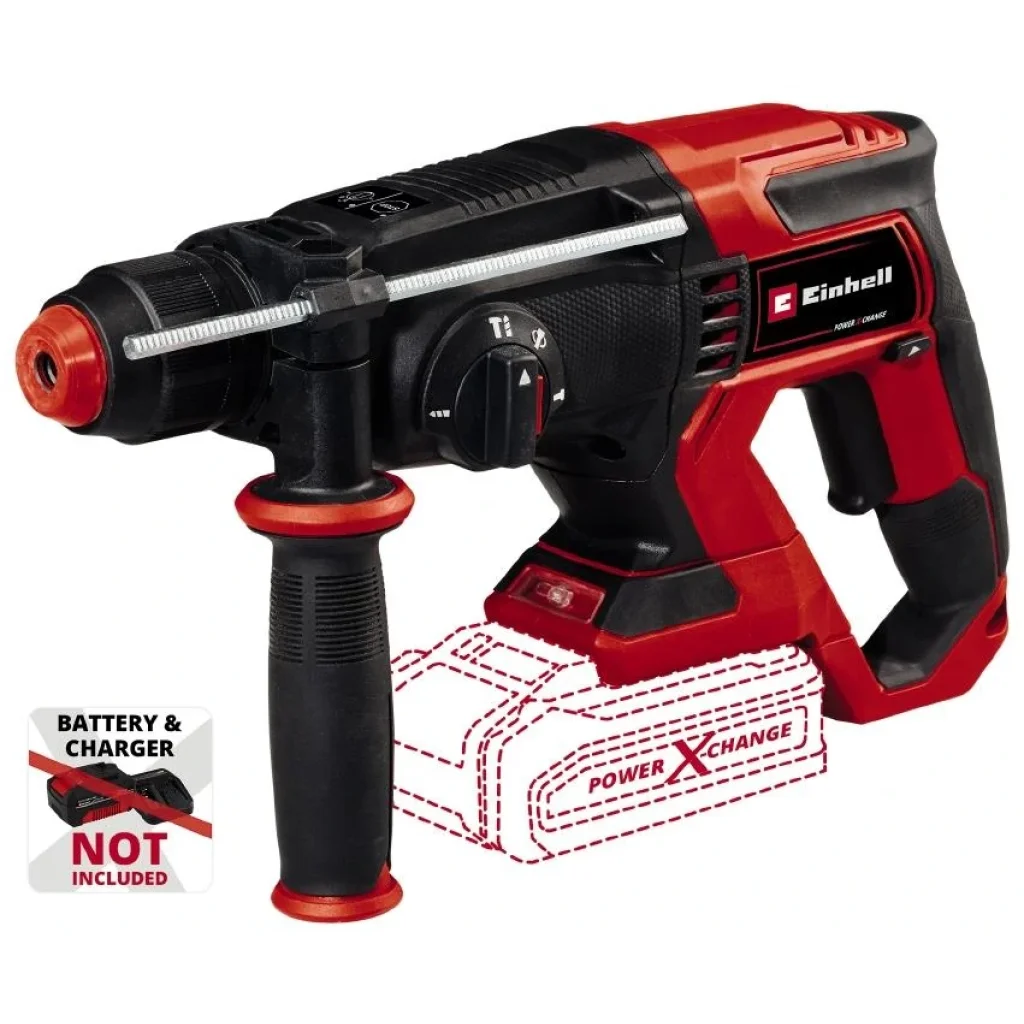 Перфоратор акумуляторний Einhell TE-HD 18/20LI - Solo, SDS-plus, PXC 18В, 1.8Дж, 0-1300об•хв, 4750уд•хв, кейс, 2.7кг, без АКБ і ЗП, 4514260 UA