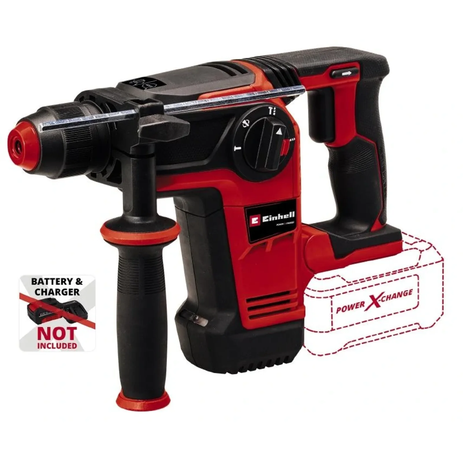 Перфоратор акумуляторний Einhell TP-HD 18/26LI BL - Solo, SDS-plus, PXC 18В, 2.6Дж, 0-1200об•хв, 5500уд•хв, безщітковий, 3кг, без АКБ та ЗП, 4514265 UA