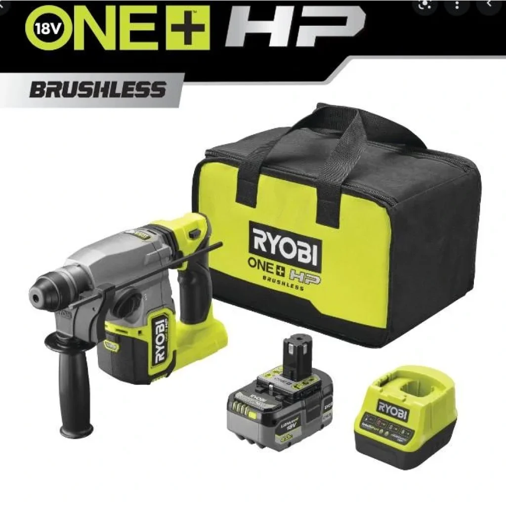 Перфоратор Ryobi RSDS18X-1C40S, SDS+, акумуляторний ONE+ НР, безщітковий, 18В, АКБ 1х4 Аг, 4 Дж, 4 режими., 5133005383 UA