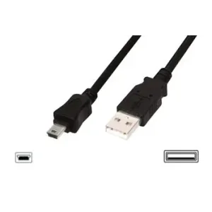 Кабель DIGITUS USB-A > mini USB заряджання/синхронізації, 1.8м, чорний (AK-300108-018-S) UA