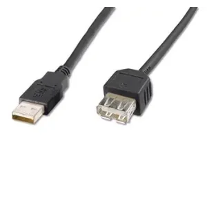 Кабель DIGITUS USB-A (M/F) заряджання/синхронізації, 1.8м, Black (AK-300200-018-S) UA