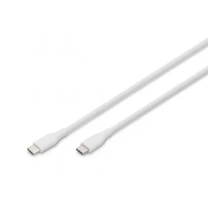 Кабель DIGITUS USB-C > USB-C заряджання/синхронізації, USB 2.0, 60W, силіконовий, 2м, білий (AK-300341-020-W) UA