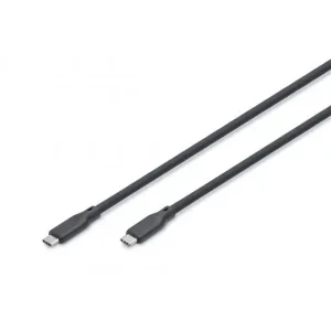 Кабель DIGITUS USB-C заряджання/синхронізації, USB 4.0 Gen 3, 40G, 240W, 8K, силіконовий, 1м, чорний (AK-300344-010-S) UA