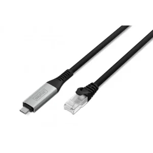 Кабель DIGITUS Ethernet USB-C - RJ45 CAT 6A S/FTP, 1 Gbit/s, 2m, LSZH (AK-300601-020-S) UA