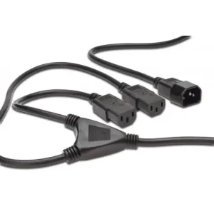 Кабель живлення DIGITUS C14 > 2xC13, 1.7м, чорний (AK-440400-017-S) UA